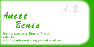 anett benis business card